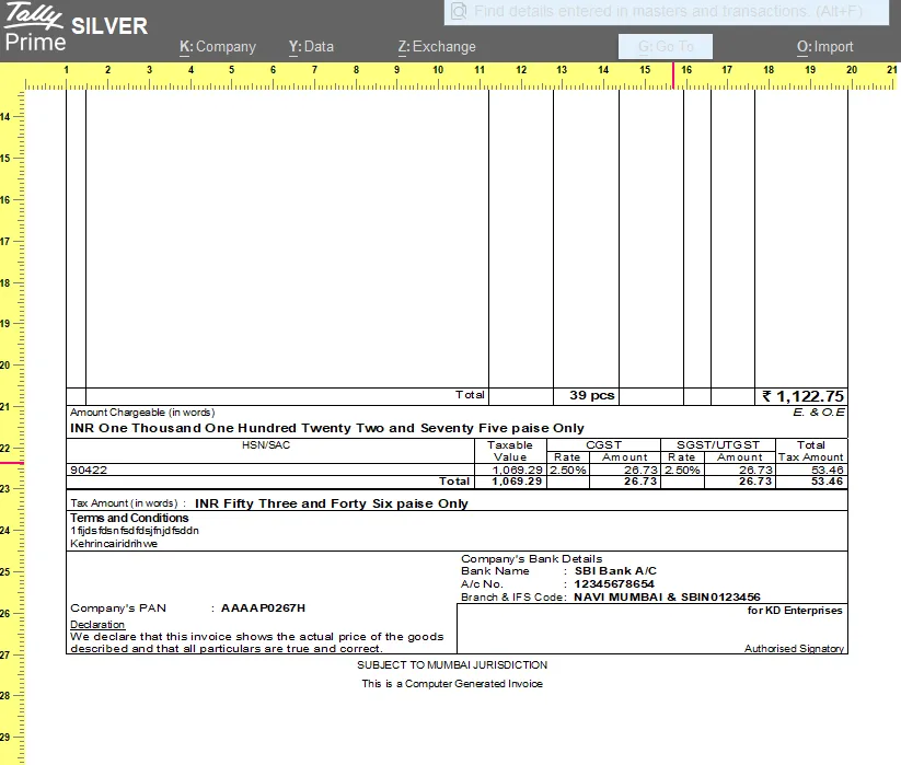 Tally Customization(TDL) (Add Terms and Conditions)