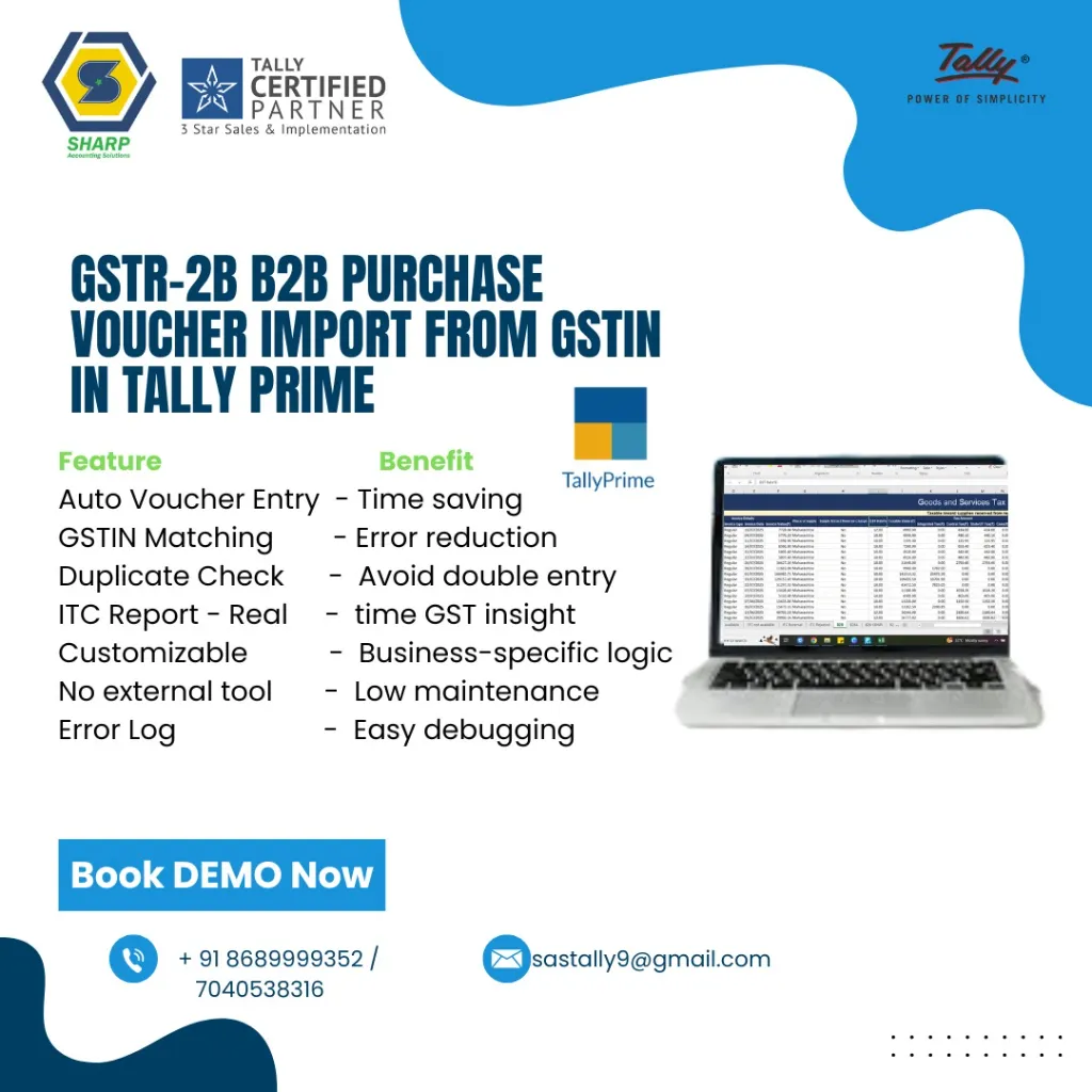 GSTR - 2B Purchase Voucher Import from GSTIN in Tally Prime Module
